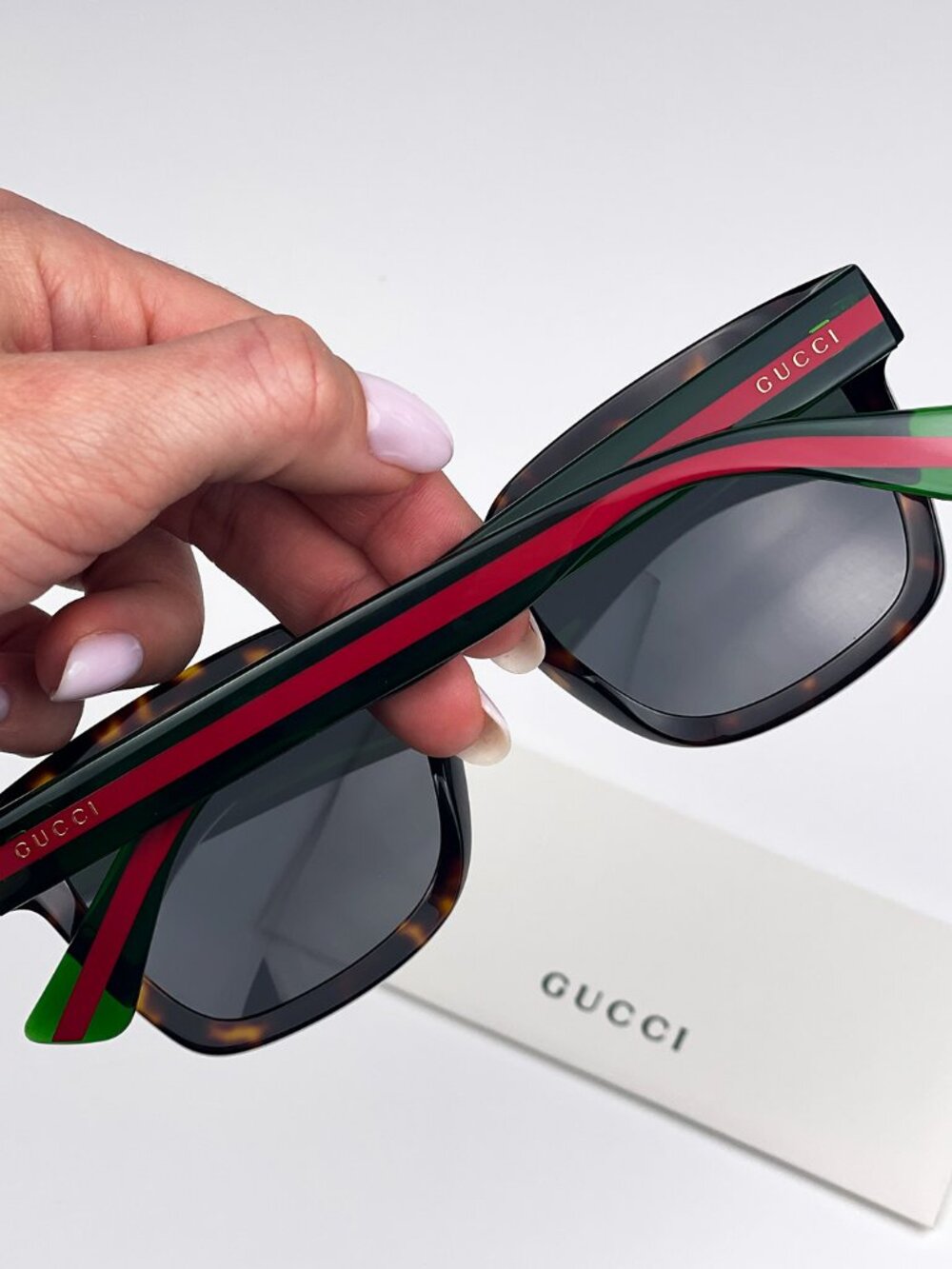 GUCCI GG0001SN 003 Sunglasses Havana Red Green Square Anti-Reflective … - Picture 2 of 13